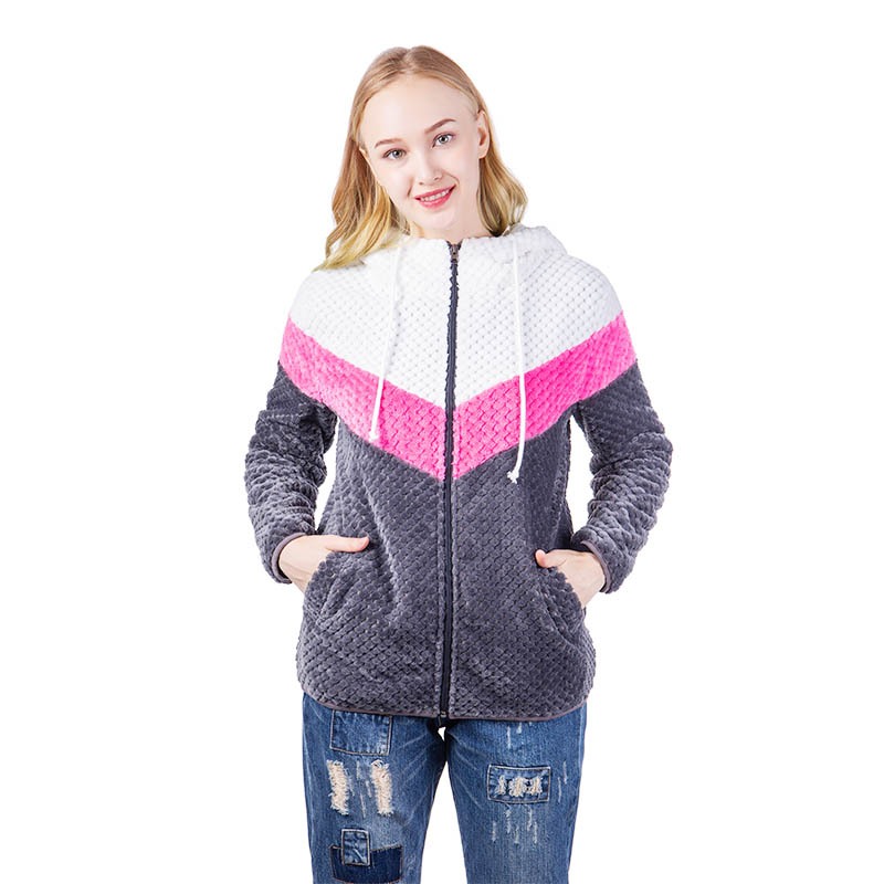 Hot Selling Cozy Colorblock Pineapple Fleece Jacket With Hoodie MXDSS534