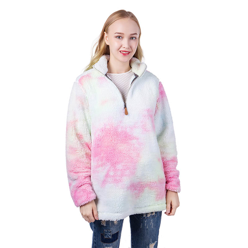 MXDSS622 Tie Dye Rainbow Sherpa Fleece Pullover