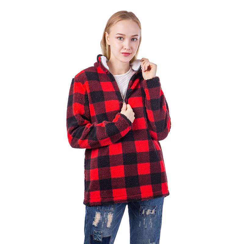 buffalo plaid sherpa pullover