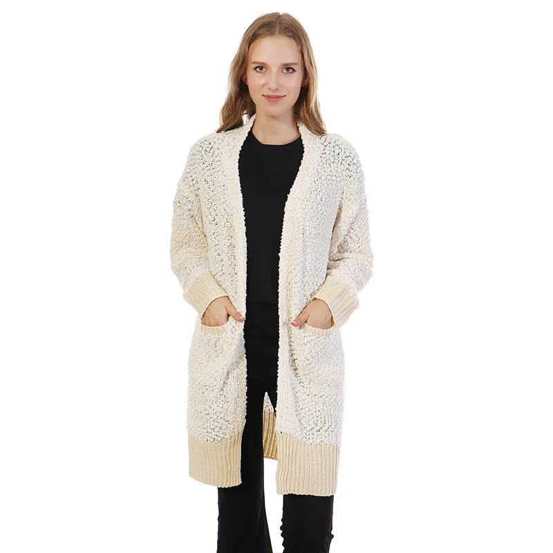 MXDSS365 Two Tone Cozy Popcorn Knit Cardigan