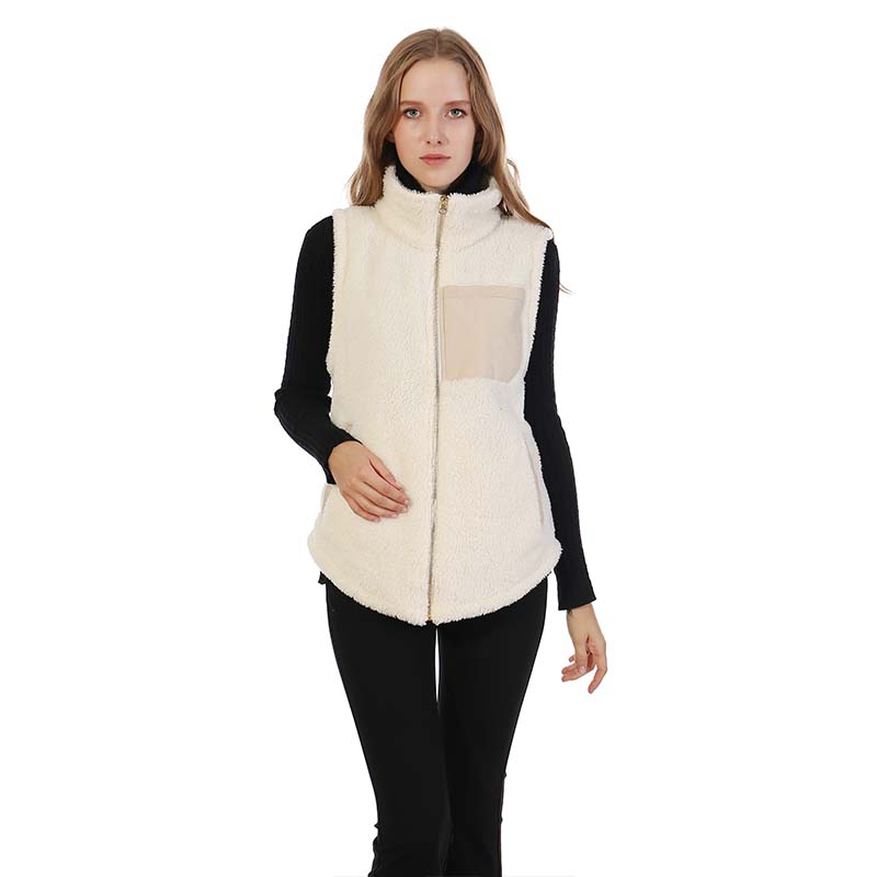 Double Face Monogram Sherpa Fleece Vest With Zipper MXDSS356