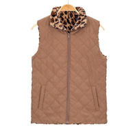 2019 Fashion Reversible Leopard Faux Quilted Women Vest MXDSS727