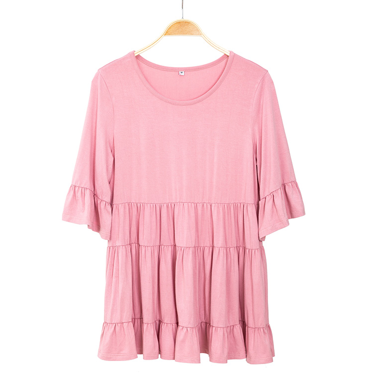 2020 New Arrival Women Round Neck Ruffle Tops MXDSS732