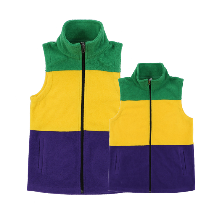 Yiwu Wholesale Monogrammed Adult And Kids Mardi Gras Sherpa Fleece VestMXDSS404