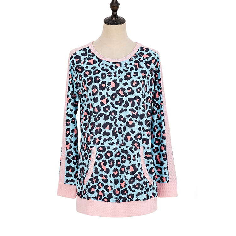 YIWU Factory New Arrival Long Sleeve V-Neck Women Leopard Printed Tops MXDSS723