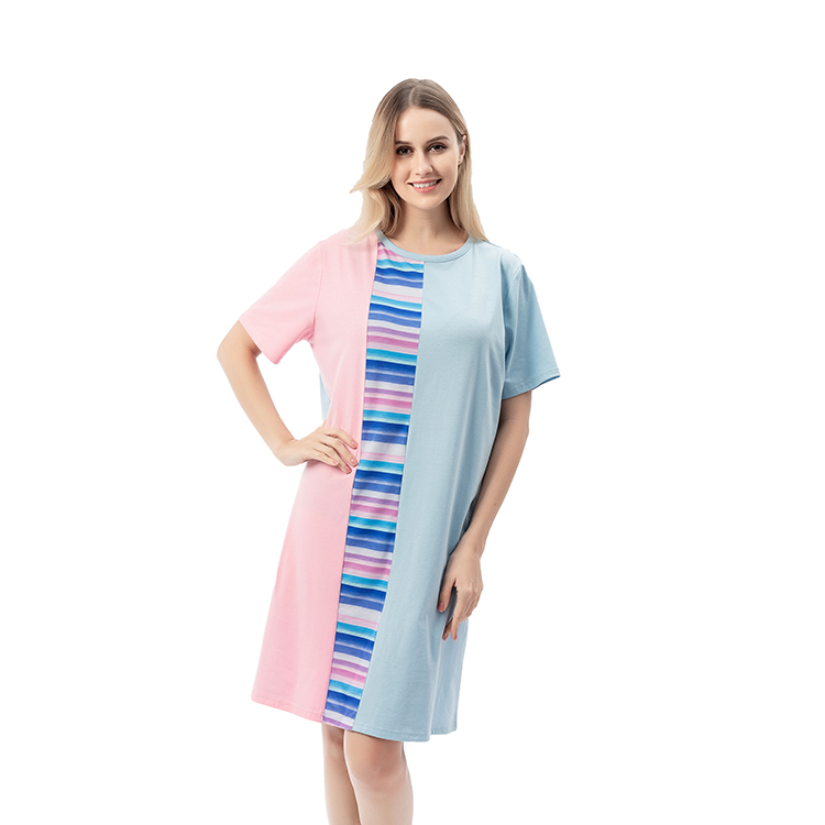 2020 New Arrival Fashion Color-block Round Neck Women Dress MXDSS733