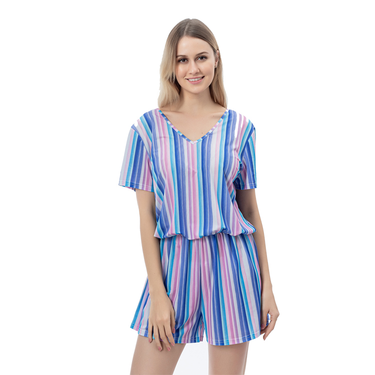 Hot Selling Women V-Neck Colorful Stripe Jumpsuits MXDSS765