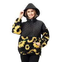 YiWu Wholesale Ladies Quarter Zipper  Sunflower Pullover With Hoodie MXDSS790