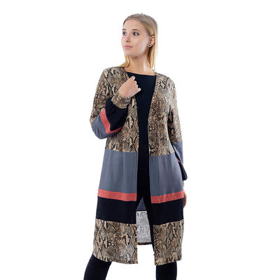 2020 Spring Fashion Color Block Snakeskin Long Sleeves Summer Cardigan MXDSS809