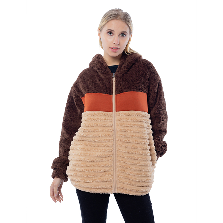 2020 New Designs Winter Color Block Fleece Jacket With Hoodie MXDSS805