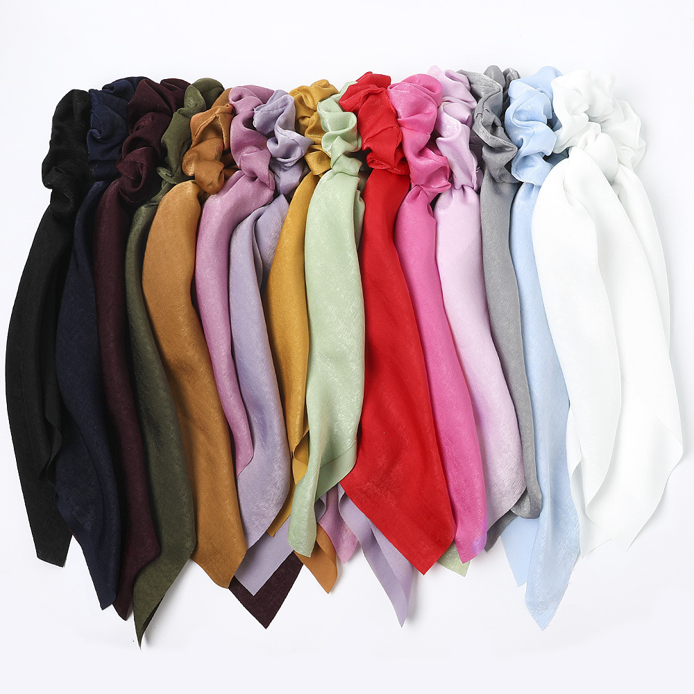 Low MOQ Wholesales Solid Color Hair Scrunchies With Scarf Bangles For Ladies MXDSX001