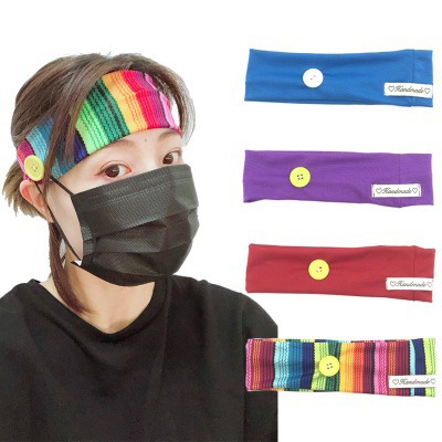 New Arrival Stripe Knitted Sports Headbands With Button Fashion Headband MXDSP002