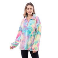 Wholesales Fashion Tie Dye Rainbow Quarter Zip Pullover MXDSS887
