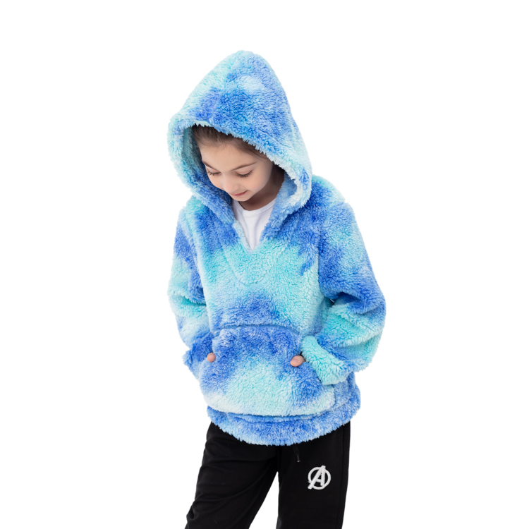 Hot Seller Rainbow Tie Dye Sherpa Pullover For Kids MXDSS1007