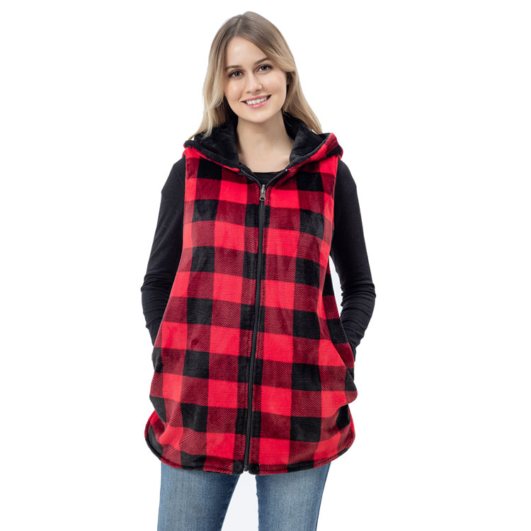 Ladies New Arrival Reversible Sleeveless So Cozy And Warm Buffalo Plaid Vest
