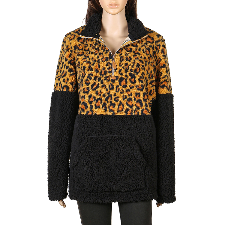 Hot Sales Leopard/Black Fleece Women Pullover MXDSS564