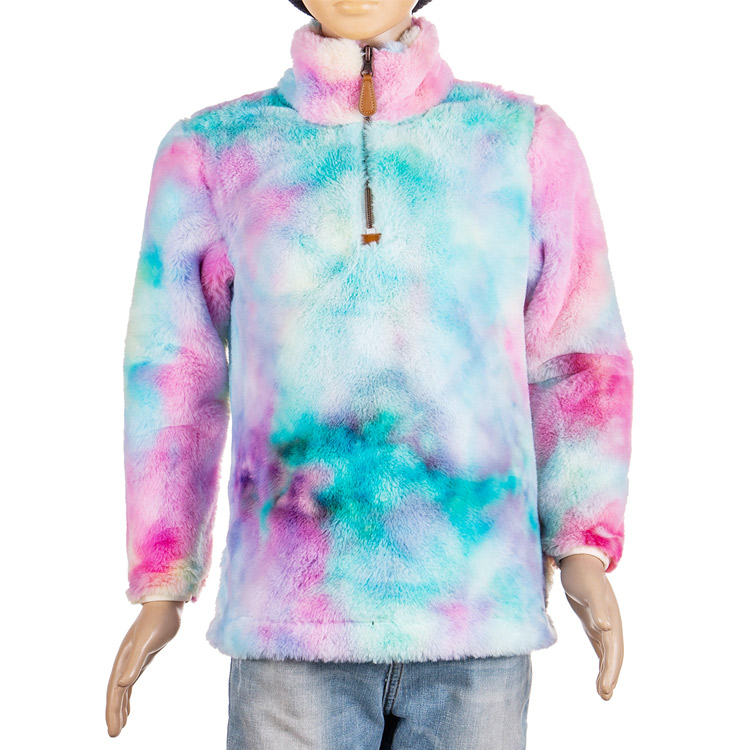 Yiwu Wholesale Faux Fur Tie Dyed 1/4 Zipper Pullover  MXDSS610