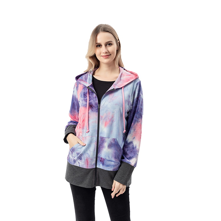 High Quality Tie Dye Women Jacket With Hoodie MXDSS742