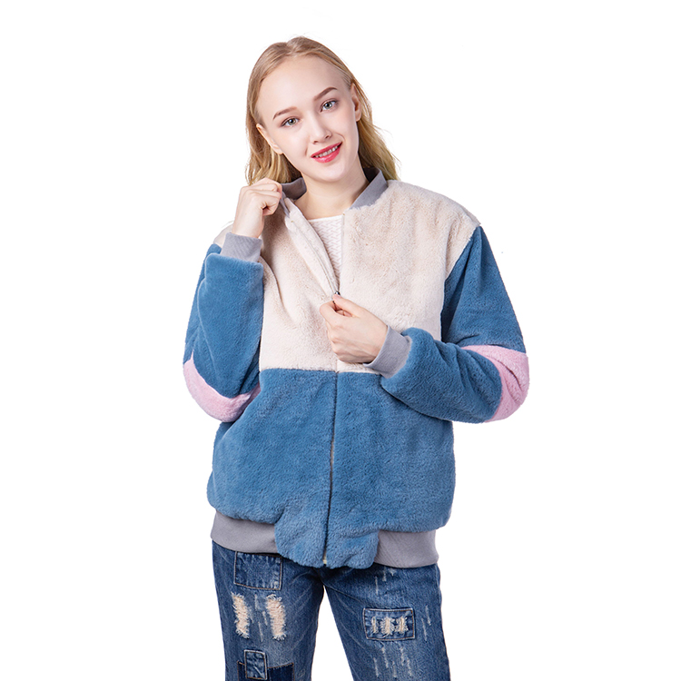 Yiwu Wholesale Women Color Block Faux Fur Jacket MXDSS616