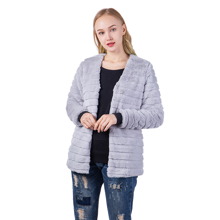 Yiwu Factory Hot Selling Stripe Faux Fur Women Jacket MXDSS548