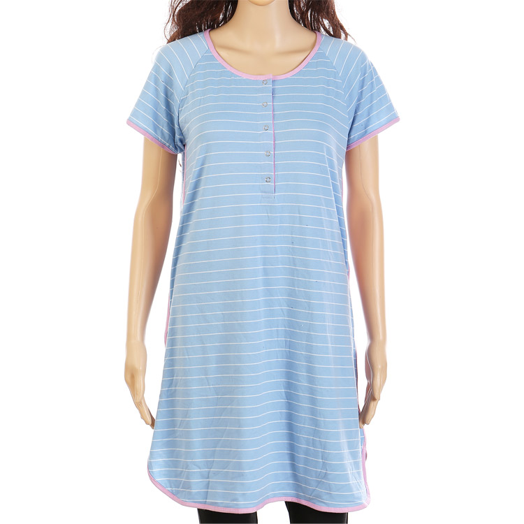 New Arrival Casual Women Simple Stripe Dress With Snaps MXDSS306