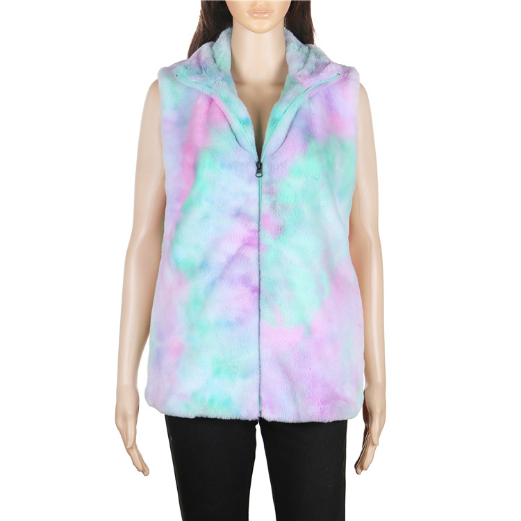 Yiwu Factory Hot Selling Women Tie Dye Faux Fur Vest MXDSS643