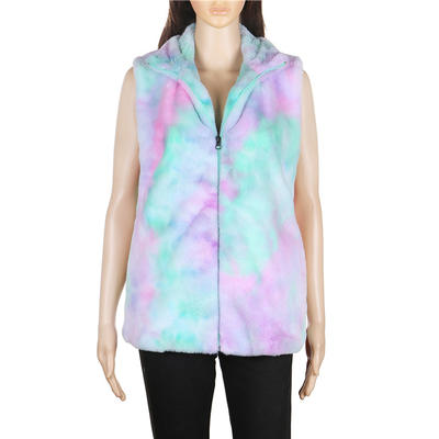 Yiwu Factory Hot Selling Women Tie Dye Faux Fur Vest MXDSS643