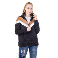 Hot Selling Color Block Quarter Zipper Women Faux Fur Pullover MXDSS511