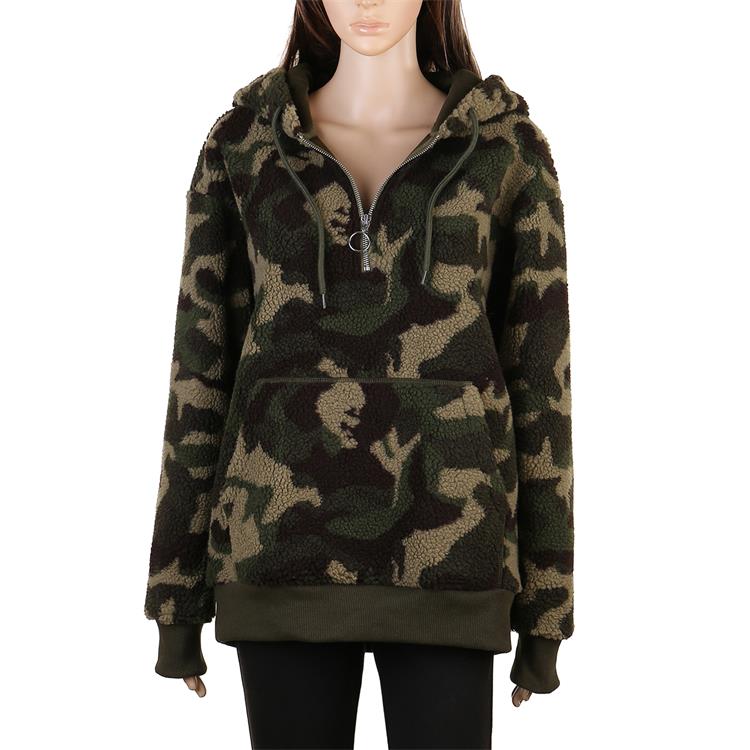 Hot Selling Camouflage Women Lamb Wool Pullover Hoodie MXDSS584