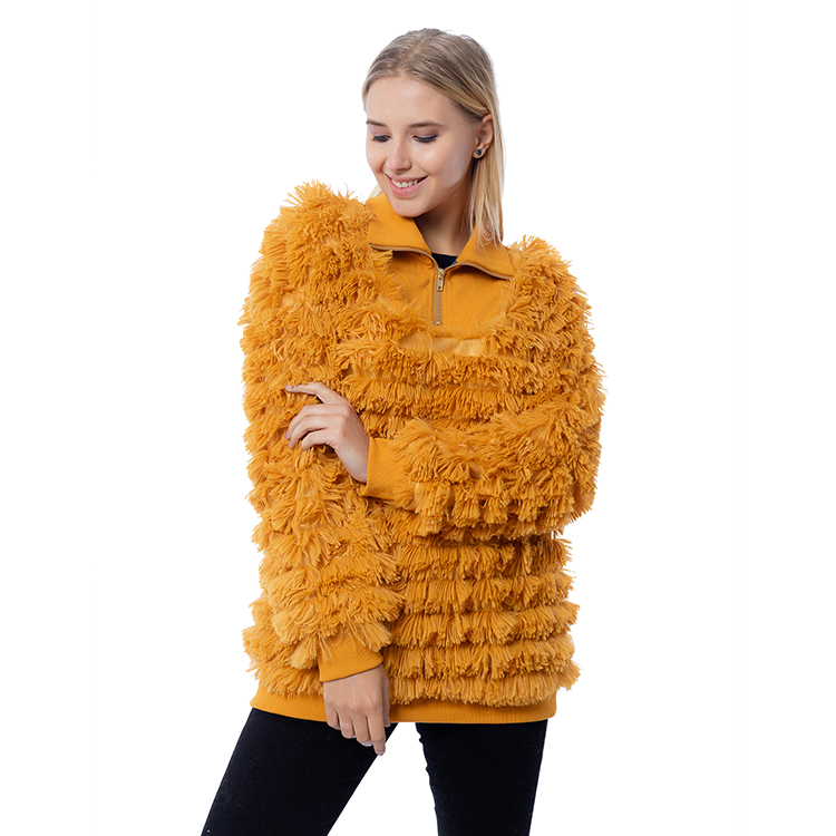 2020 Wholesale Quarter Zipper Women Shaggy Fleece Pullover MXDSS807
