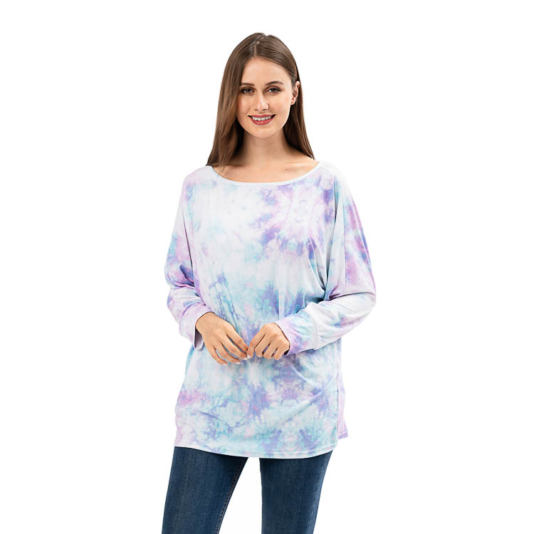 New Arrival Ladie's Long Sleeve Tie Dye  Round Neck Tops MXDSS923