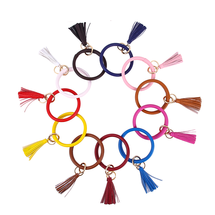 Wristlet Round Monogrammed Key Ring Chain Bracelet Bangle For Women Girls-MXDKR001