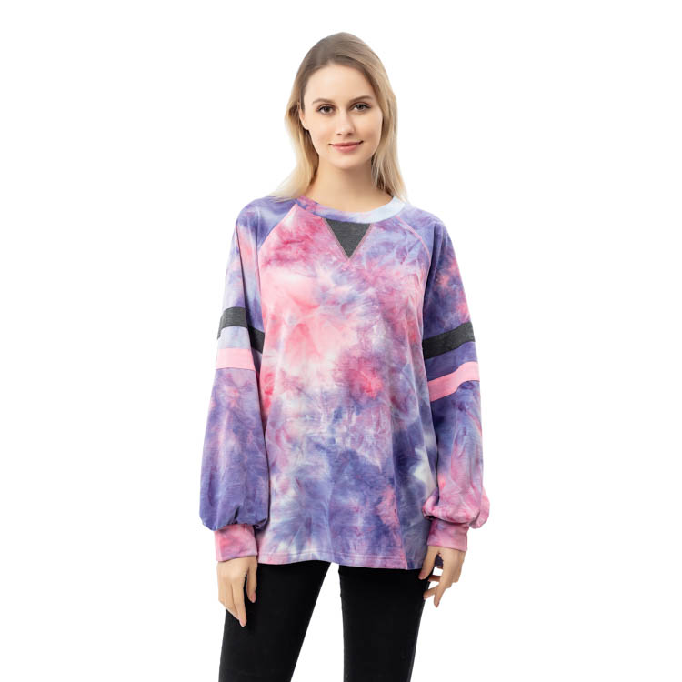 Factory New Arrival Women Long Sleeve Tie Dye Tops MXDSS789