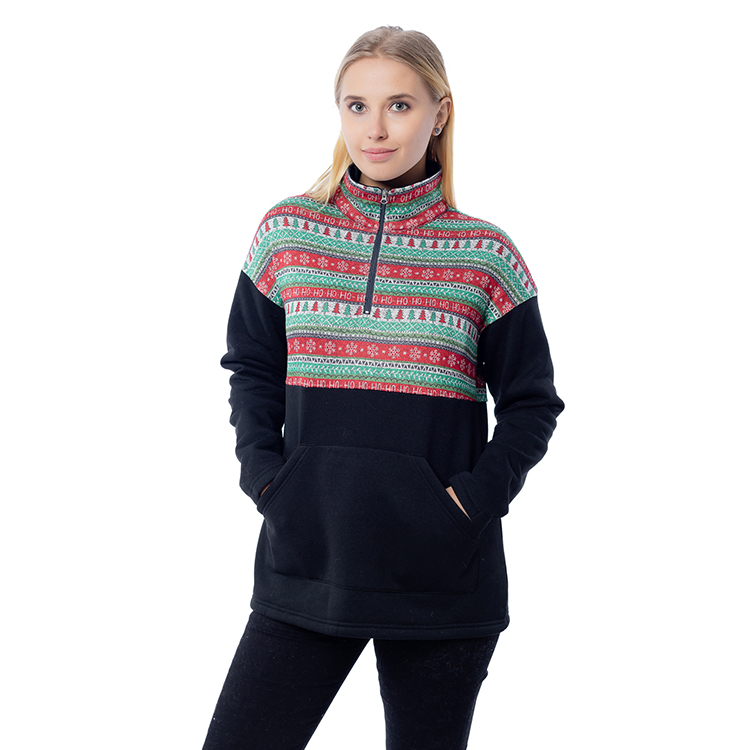 2020 New Arrival Snowflake Printing Color Block Women Pullover MXDSS804