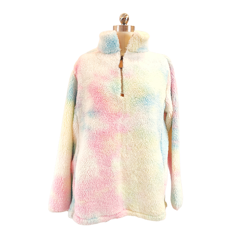 Cotton Candy Rainbow Tie Dye Sherpa Pullover